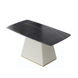 Modern Dining Table Sintered Stone Rectangle Kitchen Table With Square Pedestal