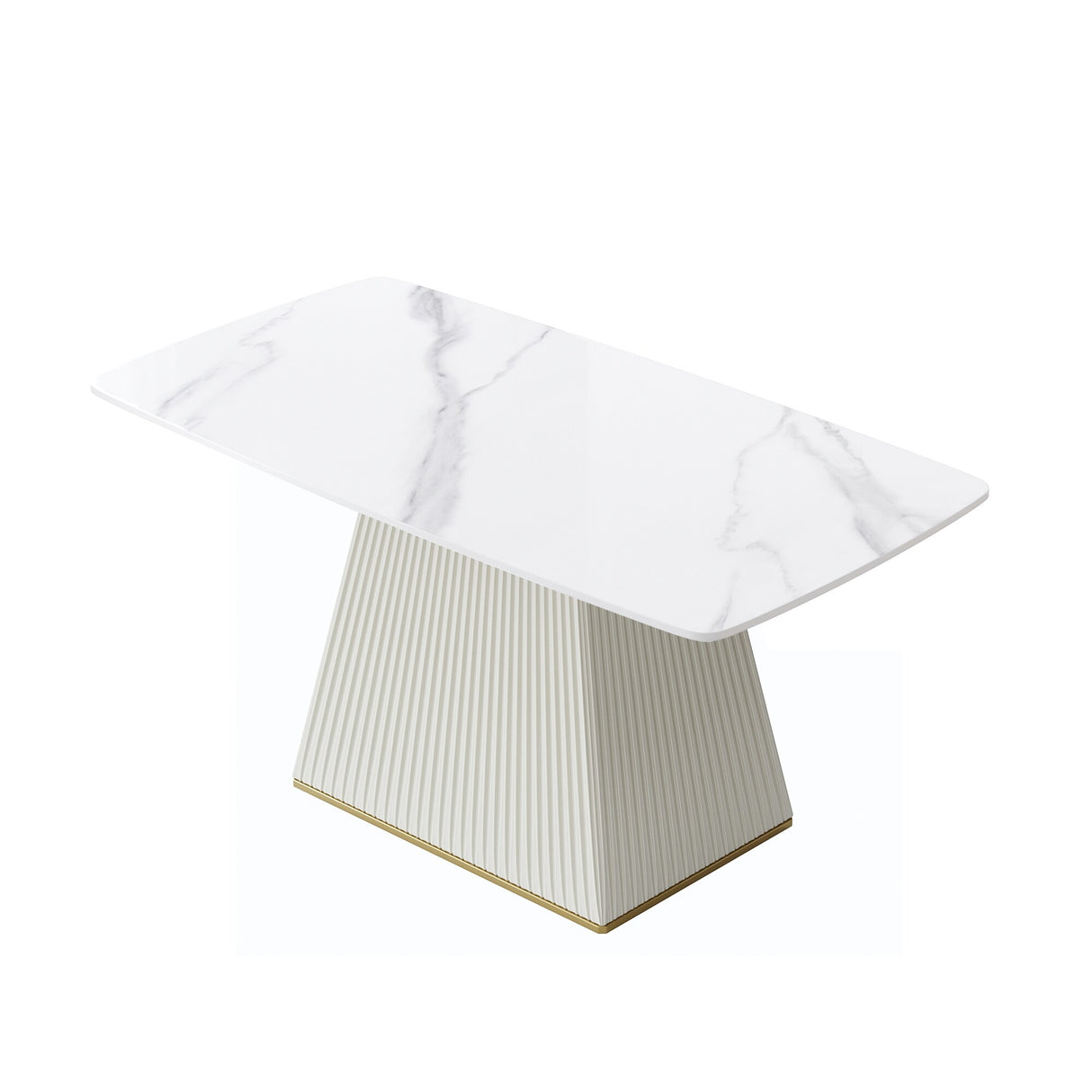 Modern Dining Table Sintered Stone Rectangle Kitchen Table With Square Pedestal