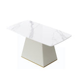 Modern Dining Table Sintered Stone Rectangle Kitchen Table With Square Pedestal