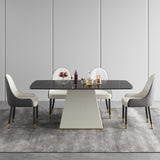 Modern Dining Table Sintered Stone Rectangle Kitchen Table With Square Pedestal