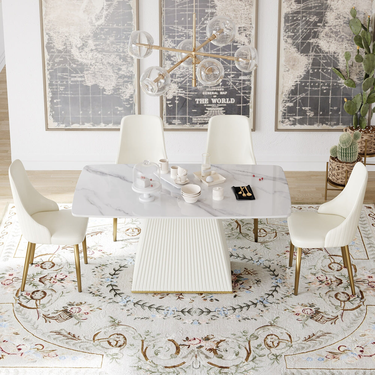 Modern Dining Table Sintered Stone Rectangle Kitchen Table With Square Pedestal