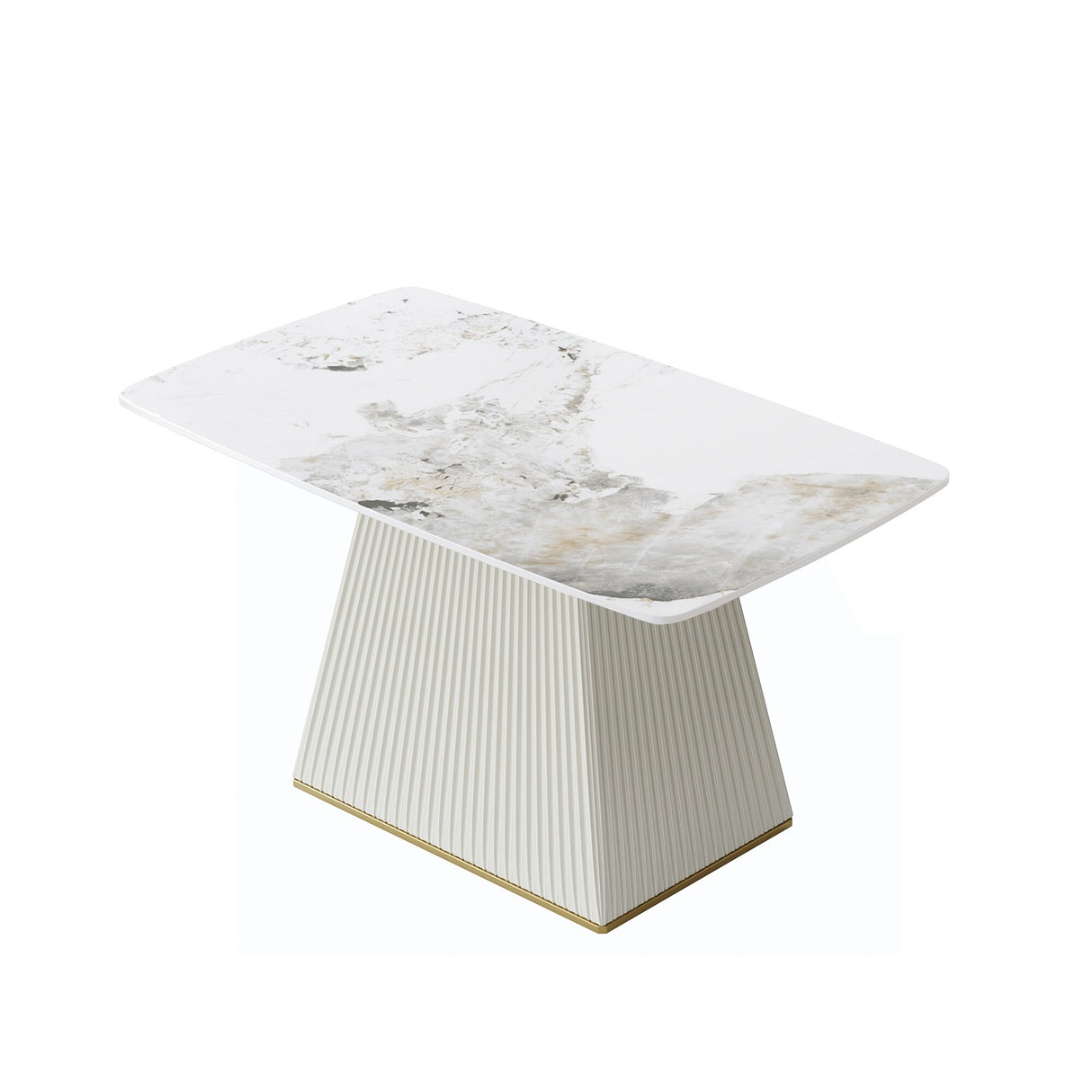 Modern Dining Table Sintered Stone Rectangle Kitchen Table With Square Pedestal