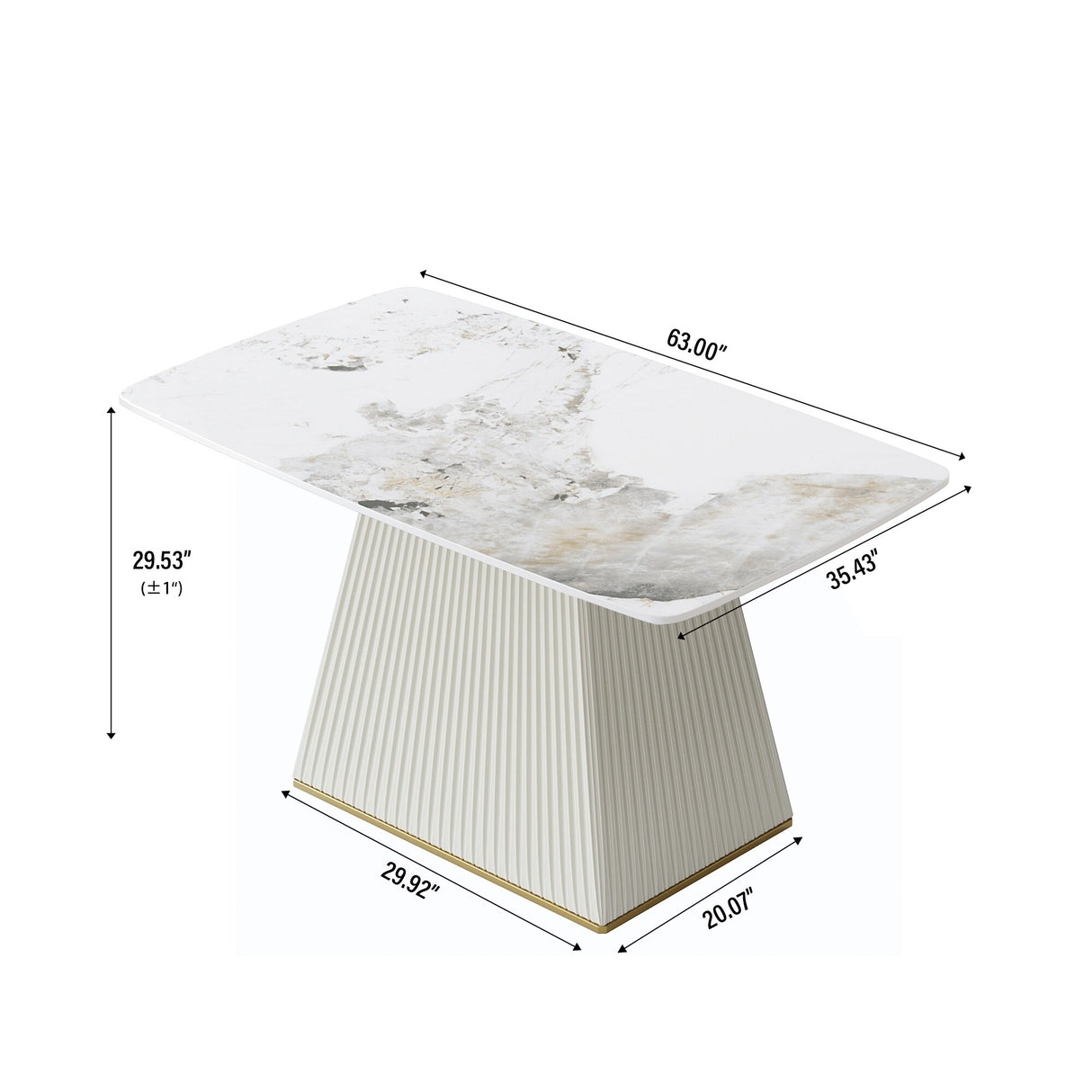 Modern Dining Table Sintered Stone Rectangle Kitchen Table With Square Pedestal