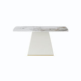 Modern Dining Table Sintered Stone Rectangle Kitchen Table With Square Pedestal