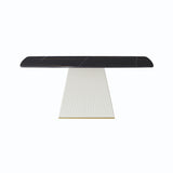 Modern Dining Table Sintered Stone Rectangle Kitchen Table With Square Pedestal