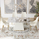 Modern Dining Table Sintered Stone Rectangle Kitchen Table With Square Pedestal