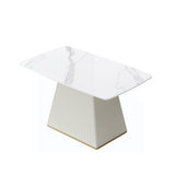 Modern Dining Table Sintered Stone Rectangle Kitchen Table With Square Pedestal