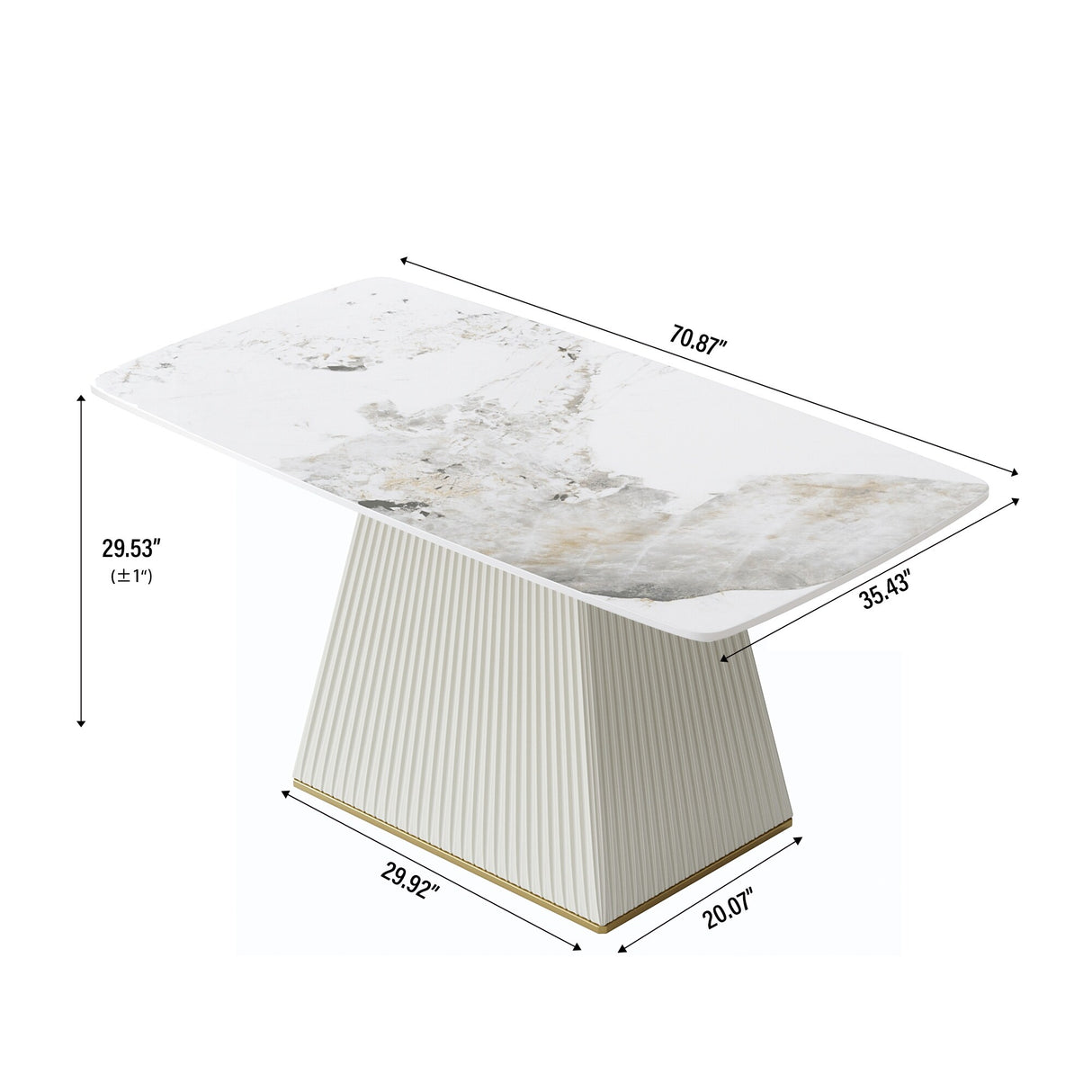 Modern Dining Table Sintered Stone Rectangle Kitchen Table With Square Pedestal