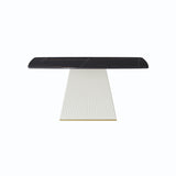 Modern Dining Table Sintered Stone Rectangle Kitchen Table With Square Pedestal