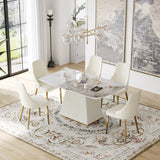 Modern Dining Table Sintered Stone Rectangle Kitchen Table With Square Pedestal