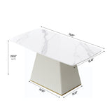 Modern Dining Table Sintered Stone Rectangle Kitchen Table With Square Pedestal