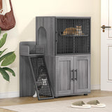 Modern Double Layer Cat Litter Box Enclosure, Hidden Cat Litter Box