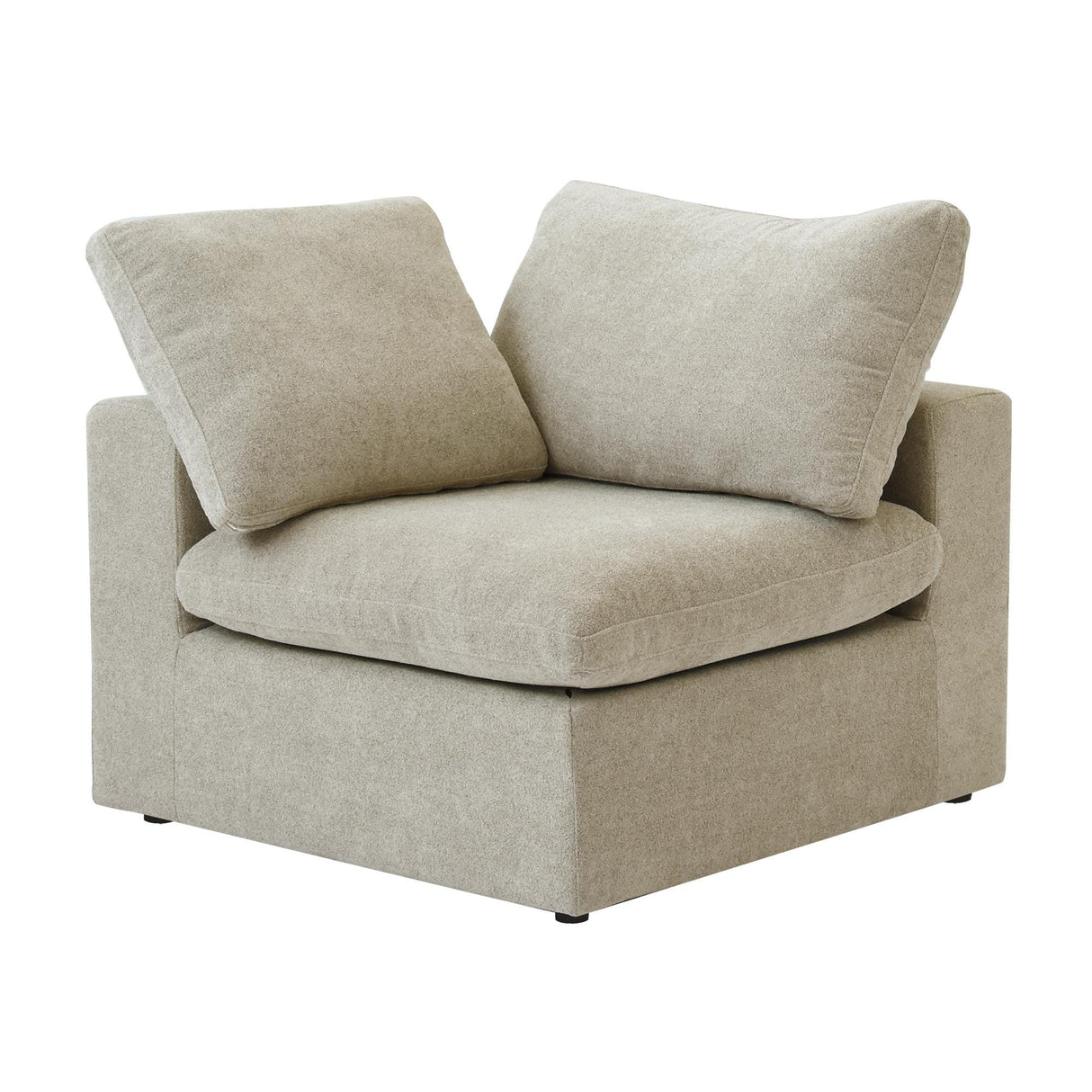 Modern Down Filled Modular 4 Piece Sectional Sofa L-shape Linen Upholstered Couch with Storage Ottoman