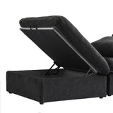 Modern Down Filled Modular 4 Piece Sectional Sofa L-shape Linen Upholstered Couch with Storage Ottoman