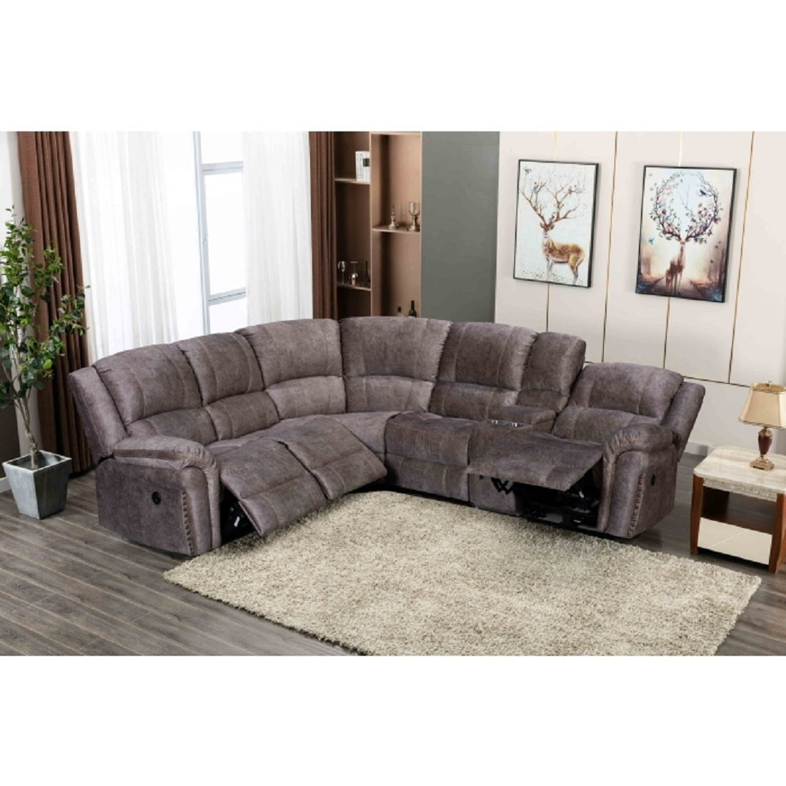Modern Electric-Powered Reclining Modular Sectional Sofa with USB
