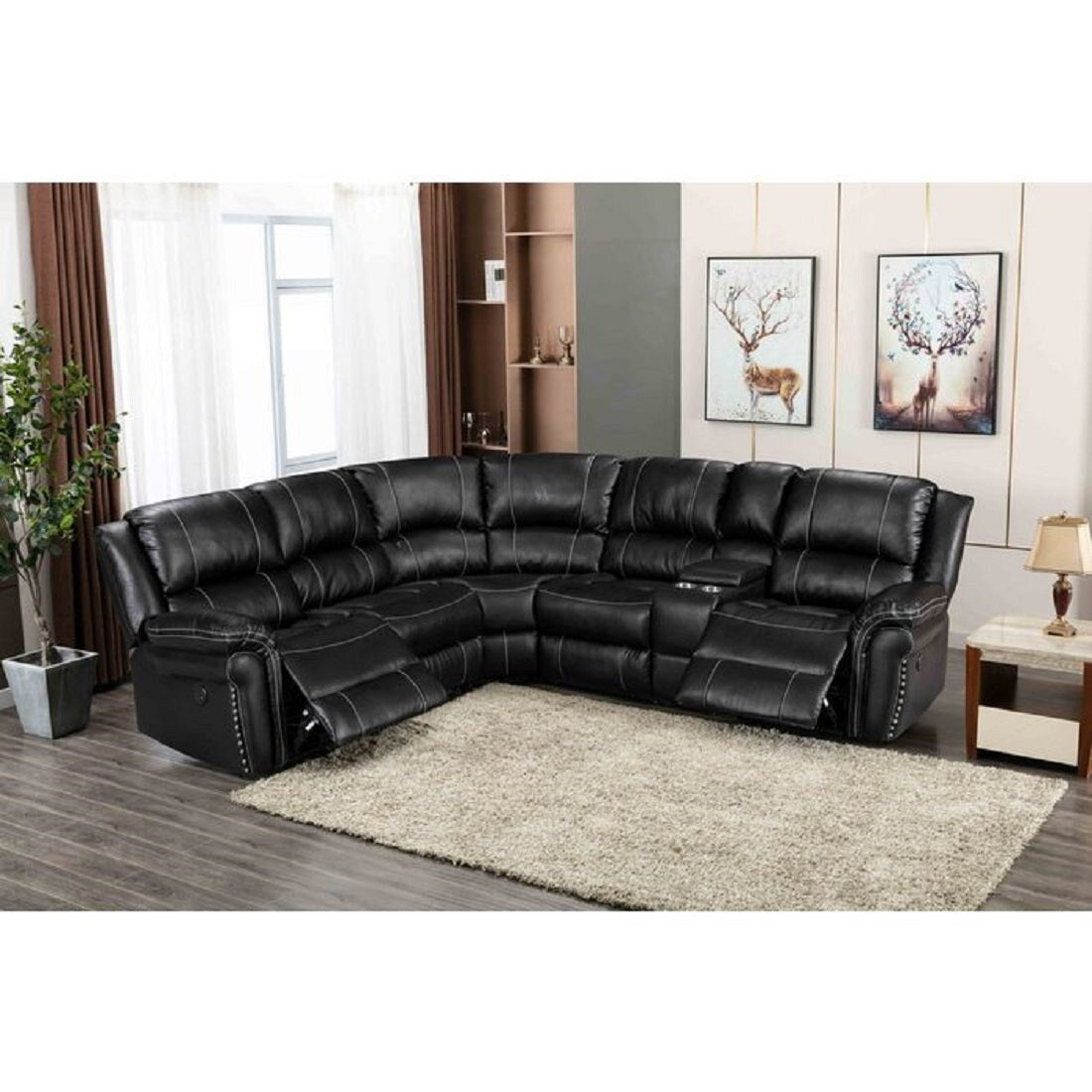 Modern Electric-Powered Reclining Modular Sectional Sofa with USB
