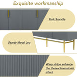 Modern Elegant 4-door Sideboard Gold Metal Handle Buffet Cabinet for Dining Room, Living Room, Bedroom, Hallway (Gray)