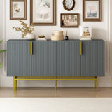 Modern Elegant 4-door Sideboard Gold Metal Handle Buffet Cabinet for Dining Room, Living Room, Bedroom, Hallway (Gray)