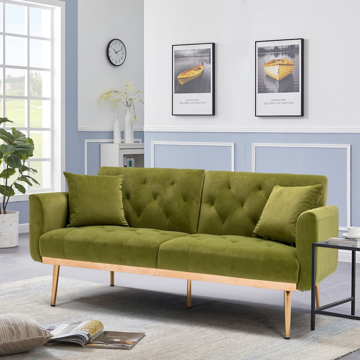 Modern Elegant Loveseat Sofa Comfort Velvet Sofa , Accent Sofa, Loveseat Sofa with Rose Gold Metal Feet