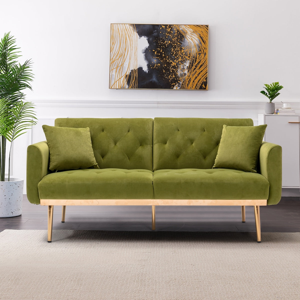Modern Elegant Loveseat Sofa Comfort Velvet Sofa , Accent Sofa, Loveseat Sofa with Rose Gold Metal Feet