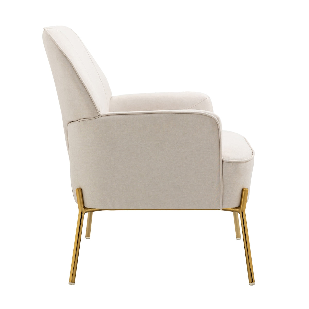 Modern Elegant Upholstered Arm Accent Chair, Living Room Linen Chair / Leisure Single Sofa with Golden Feet