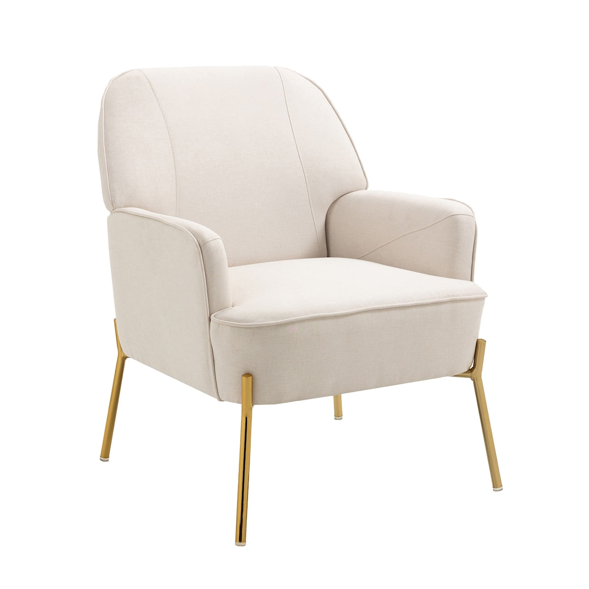 Modern Elegant Upholstered Arm Accent Chair, Living Room Linen Chair / Leisure Single Sofa with Golden Feet