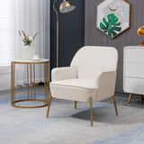 Modern Elegant Upholstered Arm Accent Chair, Living Room Linen Chair / Leisure Single Sofa with Golden Feet