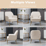 Modern Elegant Upholstered Arm Accent Chair, Living Room Linen Chair / Leisure Single Sofa with Golden Feet
