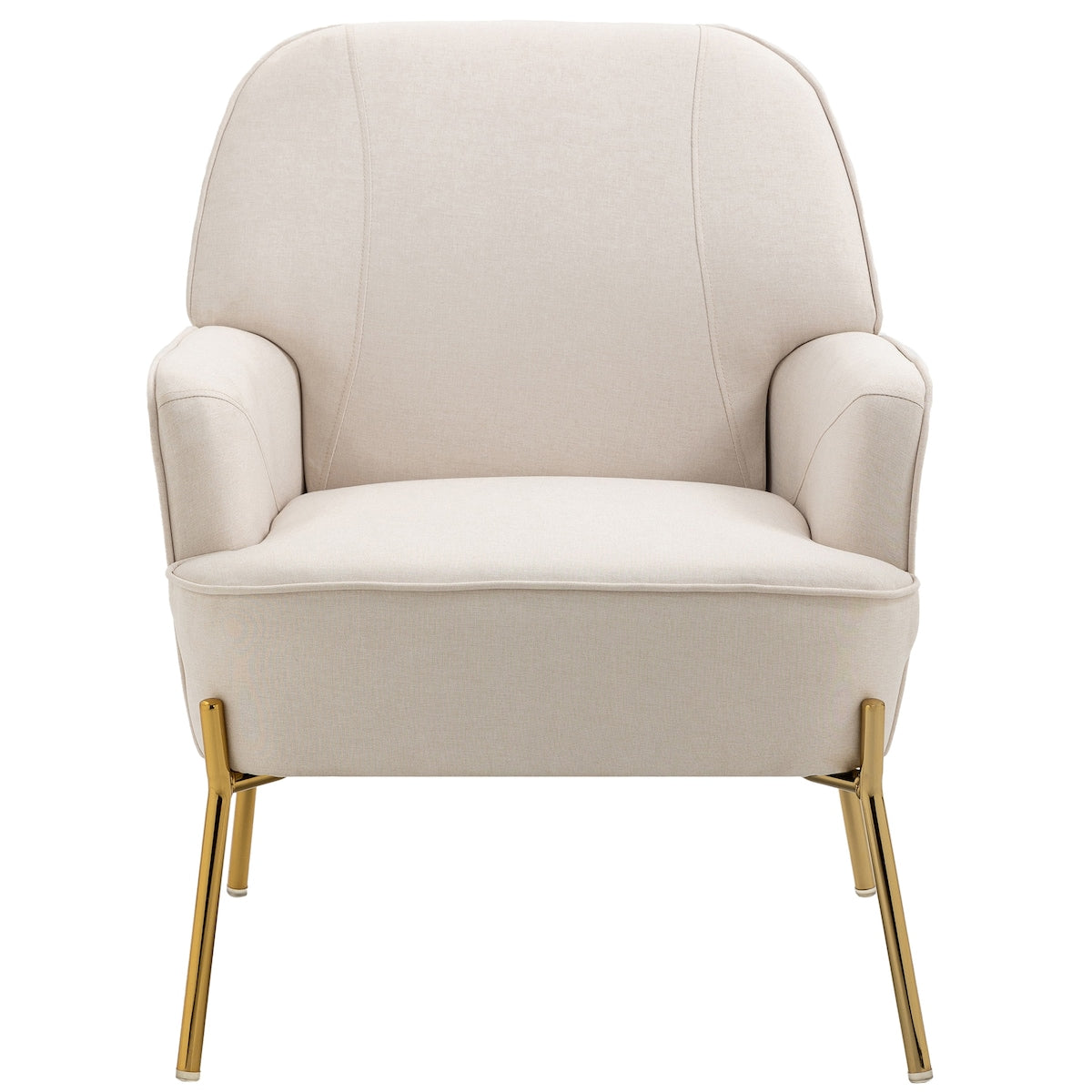 Modern Elegant Upholstered Arm Accent Chair, Living Room Linen Chair / Leisure Single Sofa with Golden Feet