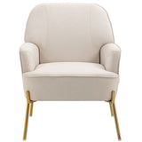 Modern Elegant Upholstered Arm Accent Chair, Living Room Linen Chair / Leisure Single Sofa with Golden Feet