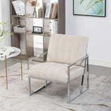 Modern Elegant Velvet Tufted Armchair Silver Armrest Accent Chair