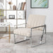 Modern Elegant Velvet Tufted Armchair Silver Armrest Accent Chair