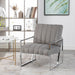 Modern Elegant Velvet Tufted Armchair Silver Armrest Accent Chair