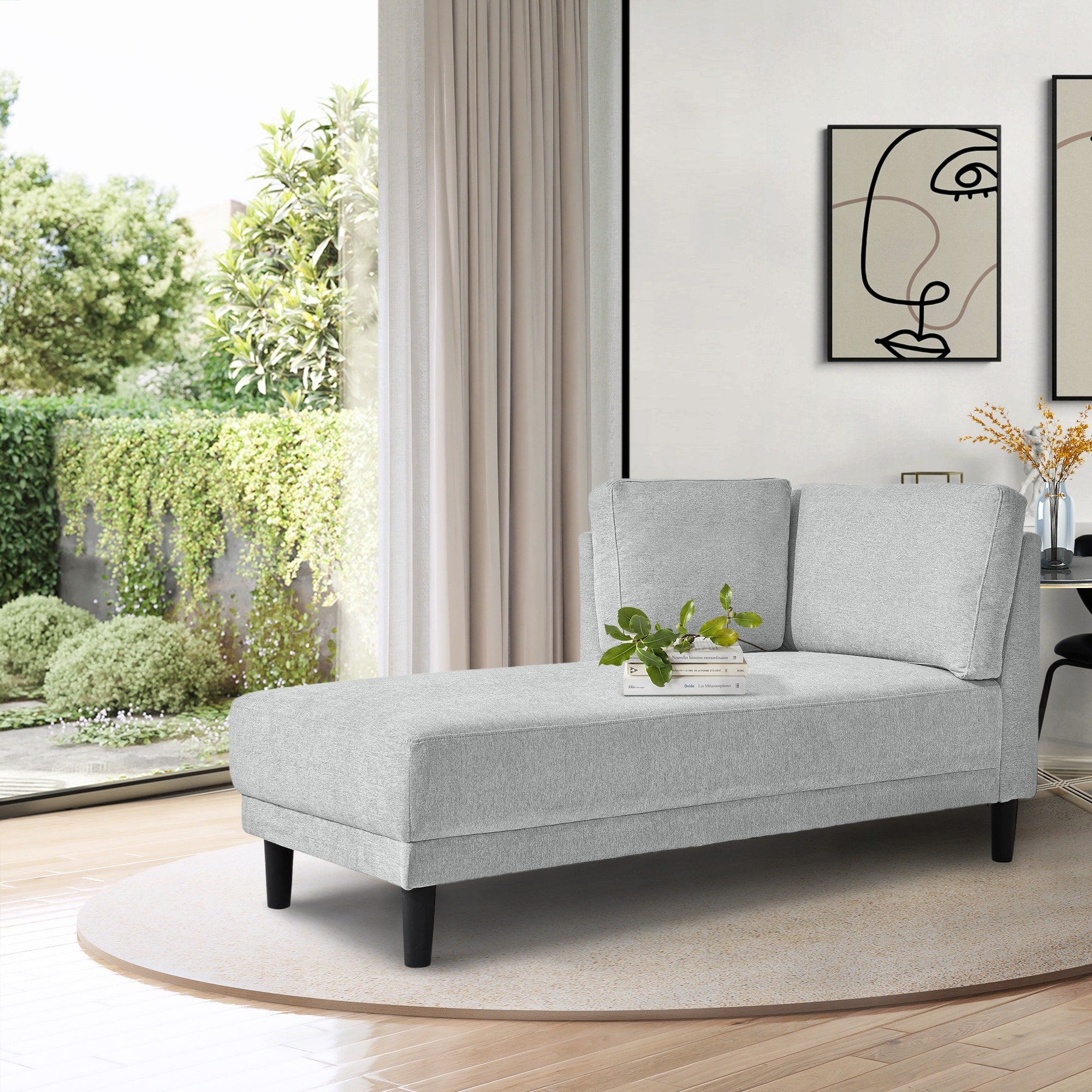 Modern Fabric Corner Lounge Chair Upholstered Indoor Chaise Lounge fo