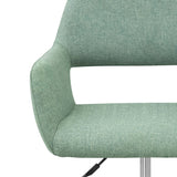 Modern Fabric Office Chair with Adjustable Ergonomic Seat, Swivel Base, and Wheels, Mint/Chrome