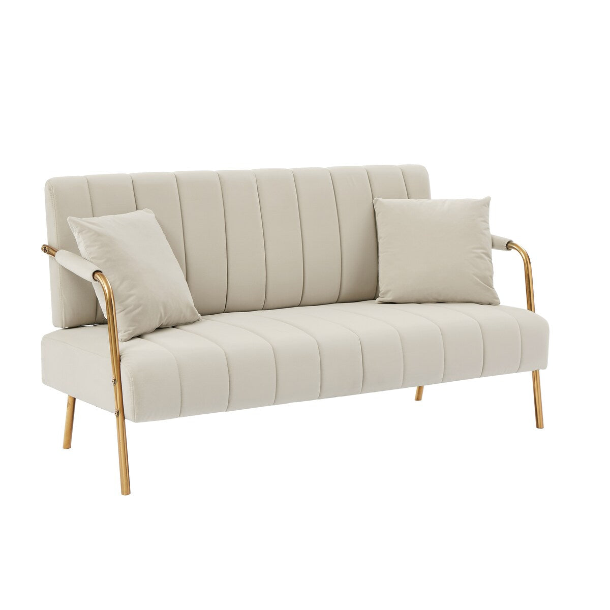 Modern Fabric Sofa With Two Throw Pillows,Suitable Many Places,2 Seat