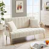 Modern Fabric Sofa With Two Throw Pillows,Suitable Many Places,2 Seat