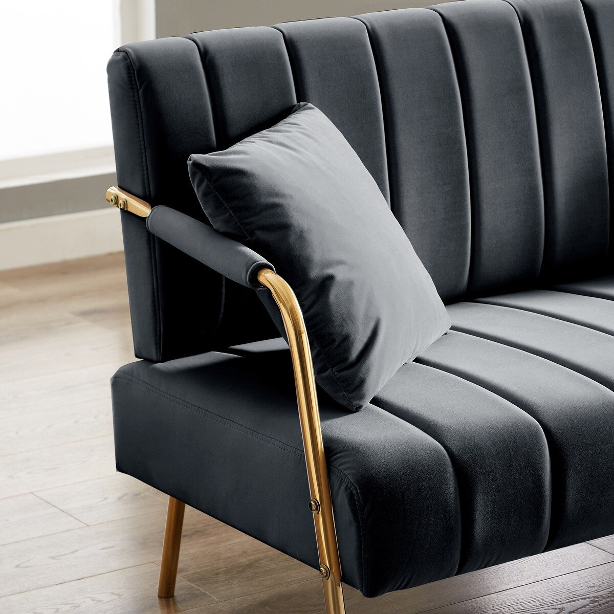 Modern Fabric Sofa With Two Throw Pillows,Suitable Many Places,2 Seat