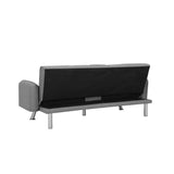 Modern Fabric Sofa with a Drop Down Middle Back and 2 Cup Holders, Upholstered Modern Convertible Folding Futon Loveseat,Gray