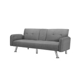 Modern Fabric Sofa with a Drop Down Middle Back and 2 Cup Holders, Upholstered Modern Convertible Folding Futon Loveseat,Gray