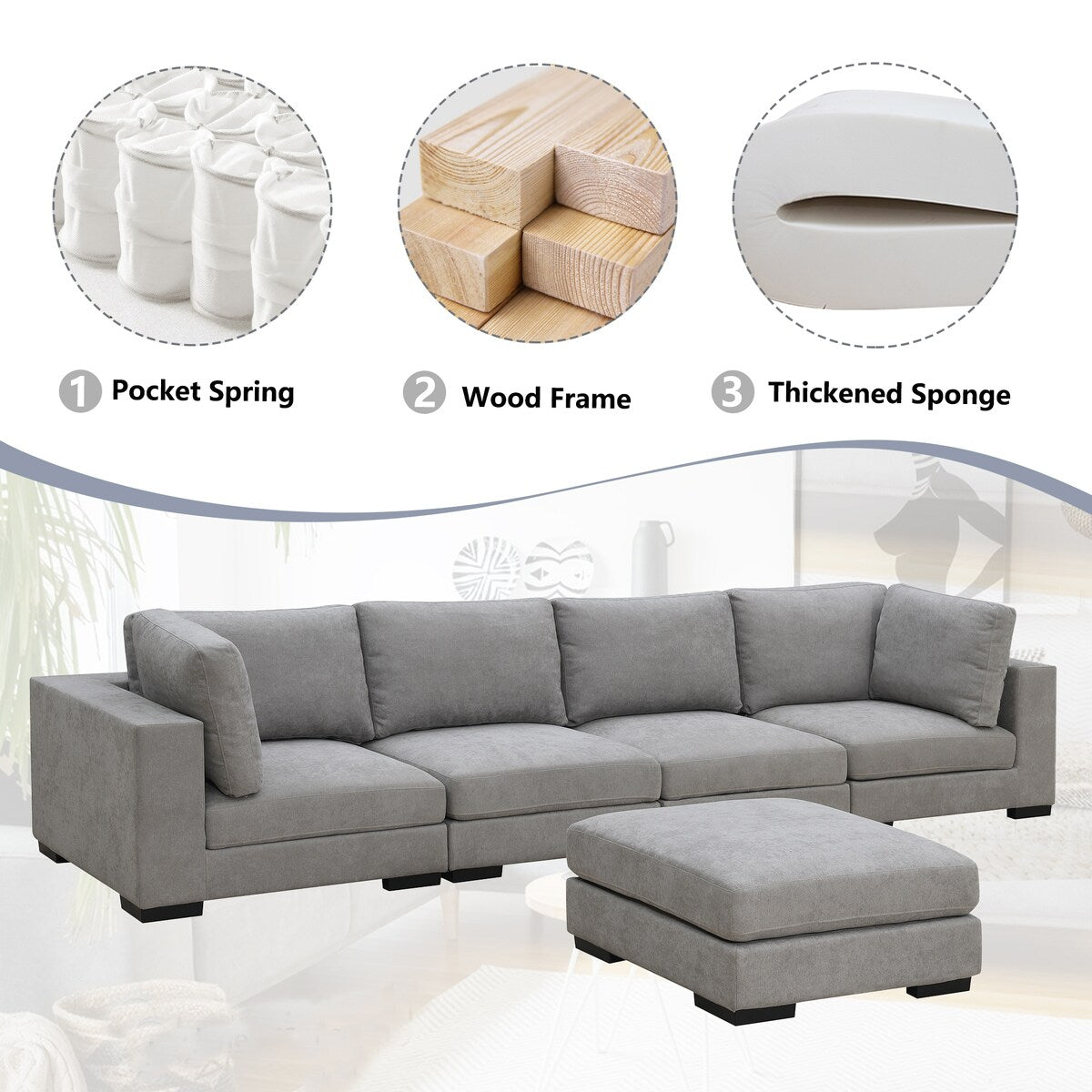 Modern Fabric Upholstered Modular Sofa Collection,Corner Sofa(Seat up to 1)
