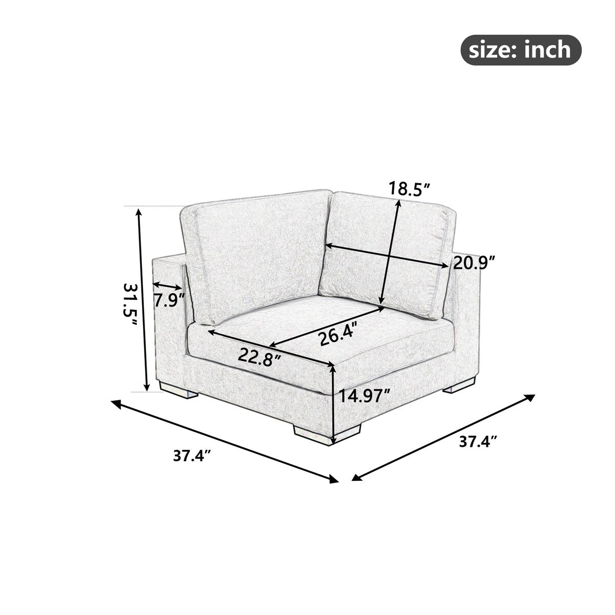 Modern Fabric Upholstered Modular Sofa Collection,Corner Sofa(Seat up to 1)