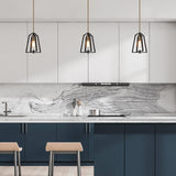 Modern Farmhouse 1-Light Mini Metal Cage Island Pendant Lights for Dining Room - 8" L x 6.5" W x 10" H