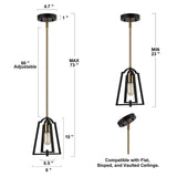 Modern Farmhouse 1-Light Mini Metal Cage Island Pendant Lights for Dining Room - 8" L x 6.5" W x 10" H