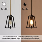 Modern Farmhouse 1-Light Mini Metal Cage Island Pendant Lights for Dining Room - 8" L x 6.5" W x 10" H