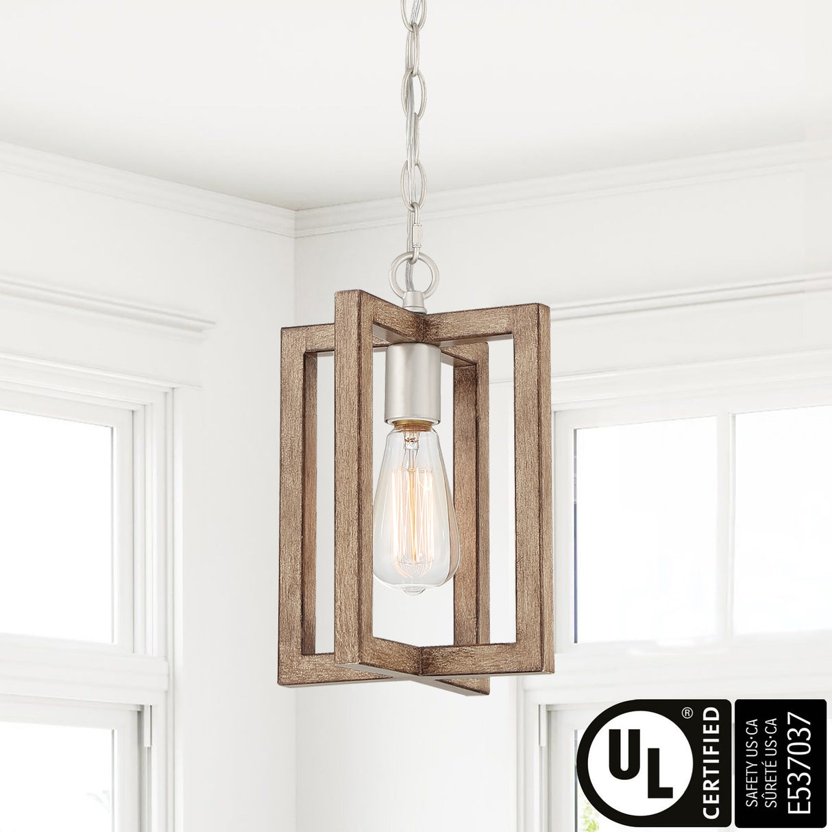 Modern Farmhouse 1-light Geometric Kitchen Island Pendant Lighting - 8 in. D