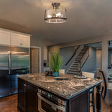 Modern Farmhouse 3-Light Drum Glass Semi-Flush Mount Ceiling Lights