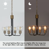 Modern Farmhouse 4-Light Black Gold Glass Chandelier for Dining Room - 20" D x 19" H