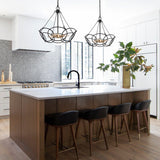 Modern Farmhouse 4-Light Round Black Chandelier for Dining Room - 19.5" D x 20" H