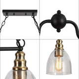 Modern Farmhouse 4-light Glass Linear Chandelier Diningroom Black Gold Industrial Kitchen Island Lighting - 32 inches